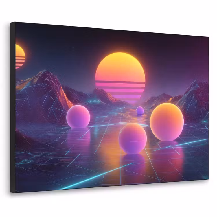 Landschap - Bergen - Bollen - Licht Textielframe - compleet frame klein -3d