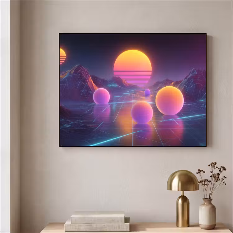 Landschap - Bergen - Bollen - Licht Textielframe - compleet frame klein -sfeer2