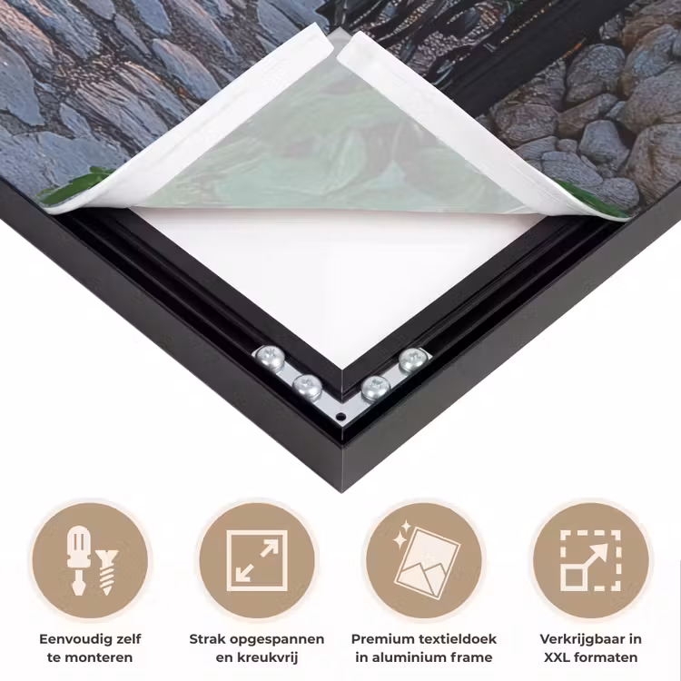 Landschap - Hek - Pad - Zonsondergang - Natuur Textielframe zwart klein -USP_feed_closeupNL
