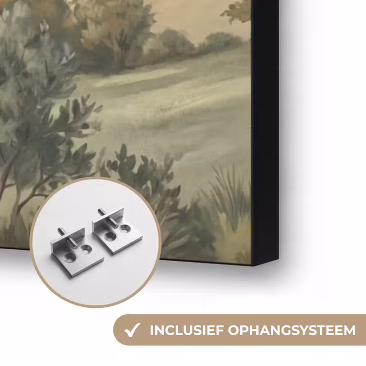 Landschap - Heuvels - Zandpad - Groen Textielframe zwart klein -USP_ophangsysteemNL