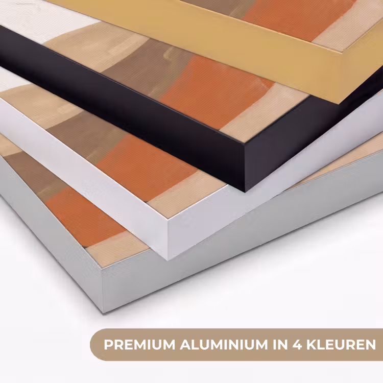 Landschap - Heuvels - Zon - Abstract - Oranje Textielframe zwart klein -USP_kleurenNL