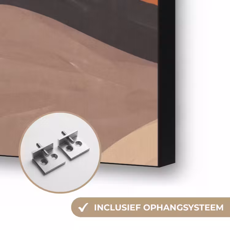 Landschap - Heuvels - Zon - Abstract - Oranje Textielframe zwart klein -USP_ophangsysteemNL