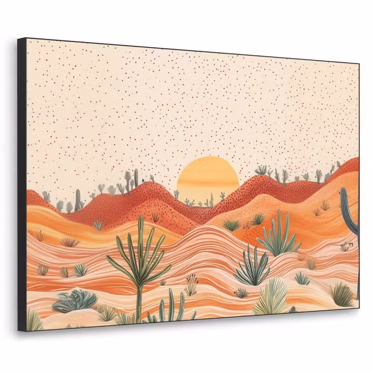 Landschap - Heuvels - Zonsondergang Textielframe zwart klein -3d