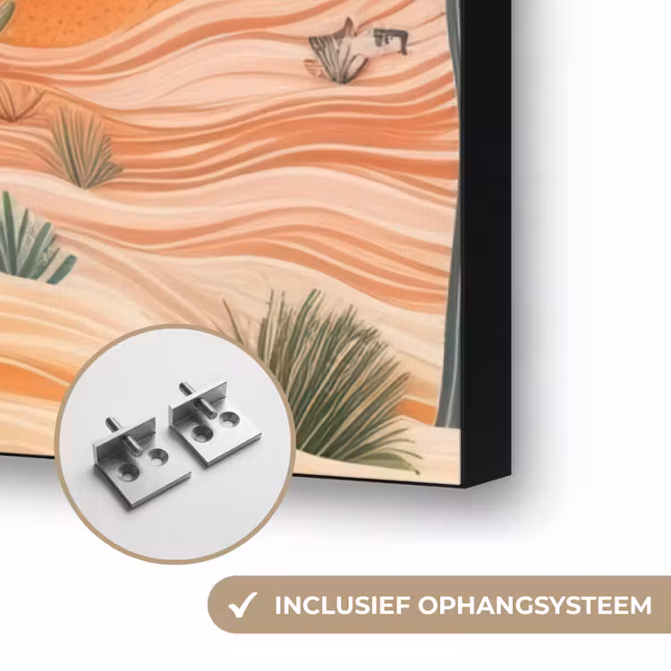 Landschap - Heuvels - Zonsondergang Textielframe zwart klein -USP_ophangsysteemNL
