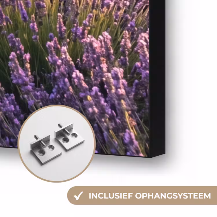 Landschap - Lavendelveld - Paars Textielframe zwart klein -USP_ophangsysteemNL