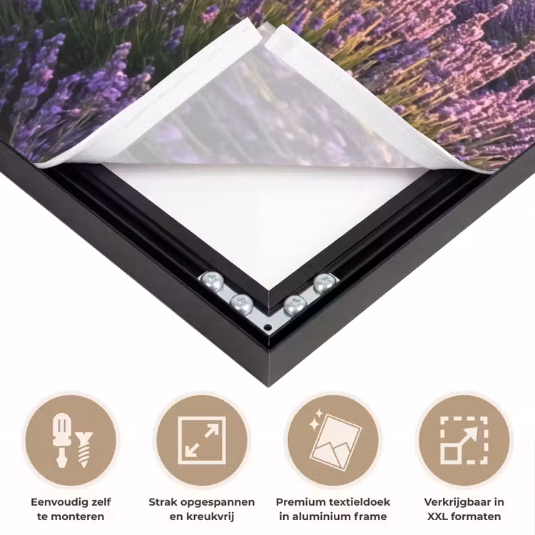 Landschap - Lavendelveld - Paars Textielframe zwart klein -USP_feed_closeupNL