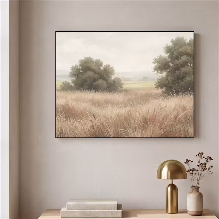 Landschap - Minimalistisch - Beige Textielframe zwart klein -sfeer2