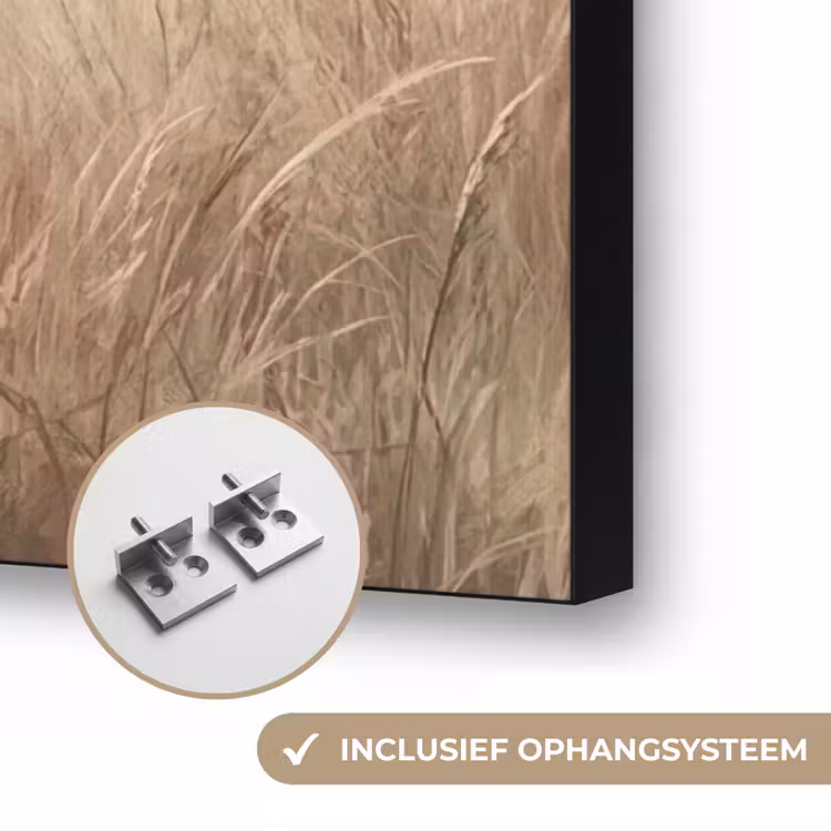 Landschap - Minimalistisch - Beige Textielframe zwart klein -USP_ophangsysteemNL