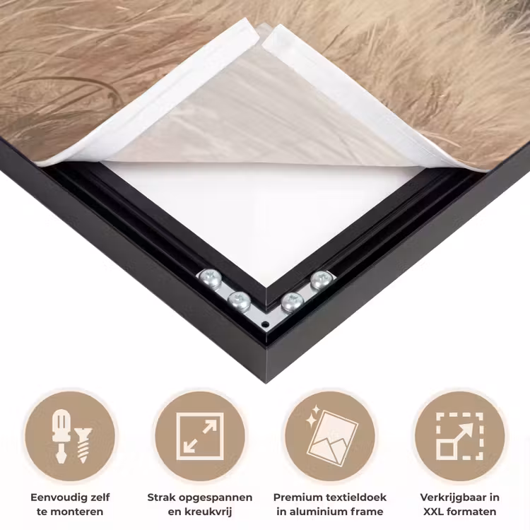 Landschap - Minimalistisch - Beige Textielframe zwart klein -USP_feed_closeupNL