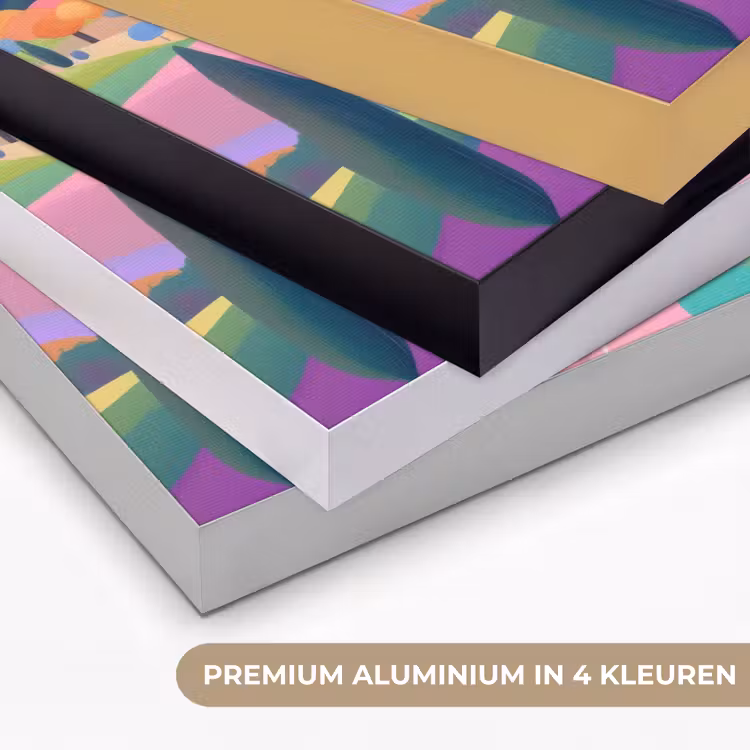 Landschap - Paars - Pastel - Huizen Textielframe zwart klein -USP_kleurenNL