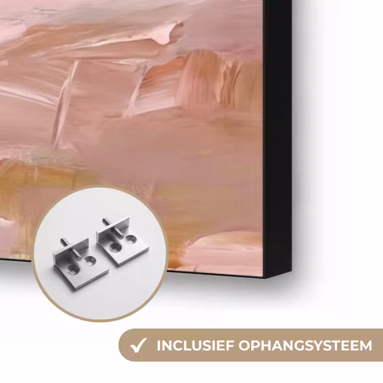Landschap - Rivier - Abstract - Roze - Groen Textielframe zwart klein -USP_ophangsysteemNL