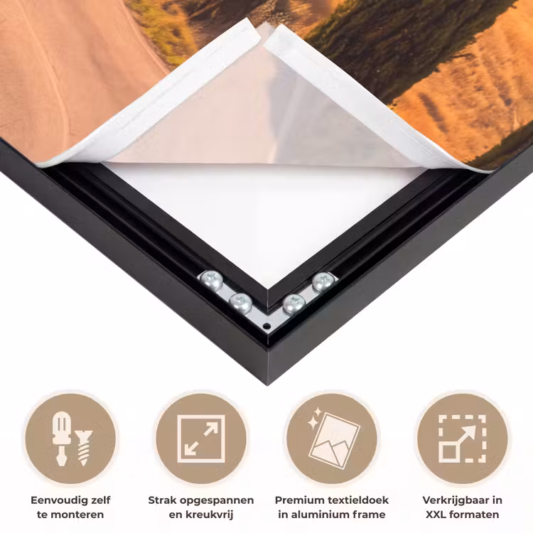Landschap - Weg - Bomen - Natuur - Goud Textielframe zwart klein -USP_feed_closeupNL