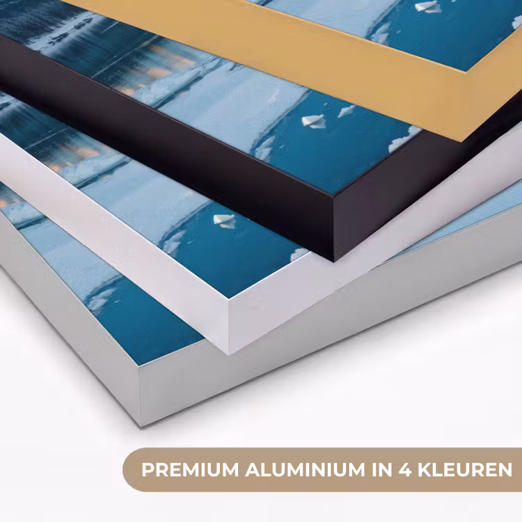 Landschap - Winter - Meer - Bergen - Uitzicht - IJs Textielframe zwart klein -USP_kleurenNL