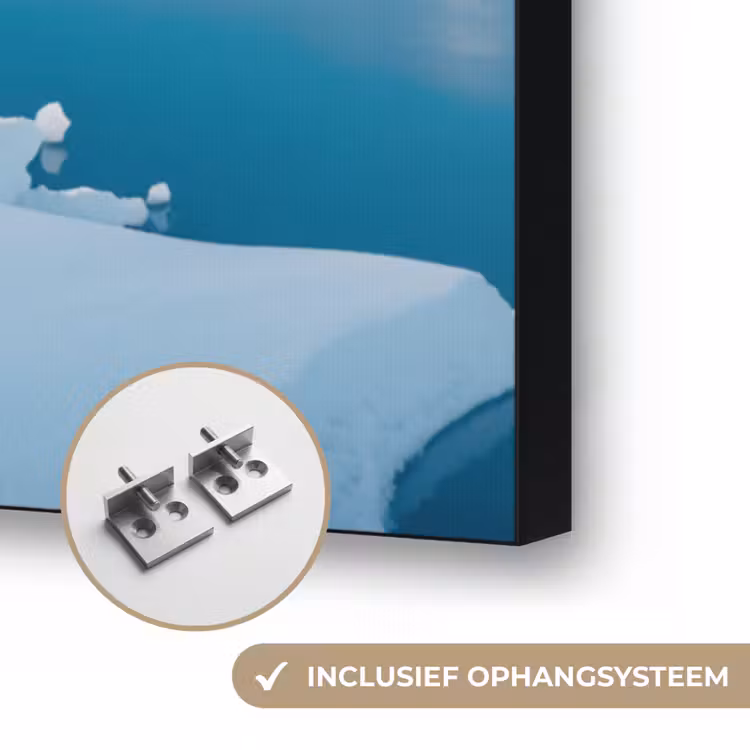 Landschap - Winter - Meer - Bergen - Uitzicht - IJs Textielframe zwart klein -USP_ophangsysteemNL