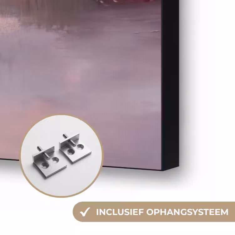 Landschap - Zonsondergang - Abstract - Modern - Roze Textielframe zwart klein -USP_ophangsysteemNL