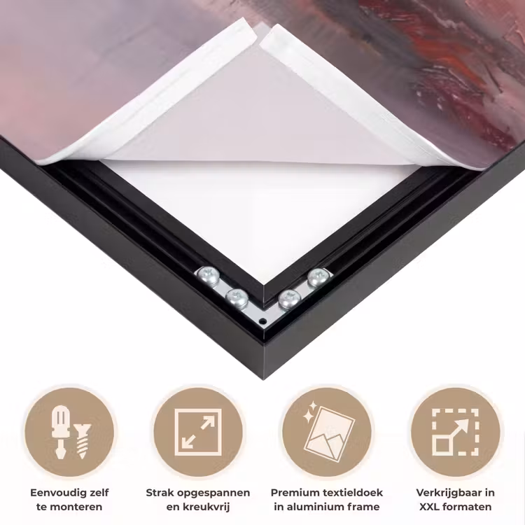 Landschap - Zonsondergang - Abstract - Modern - Roze Textielframe zwart klein -USP_feed_closeupNL