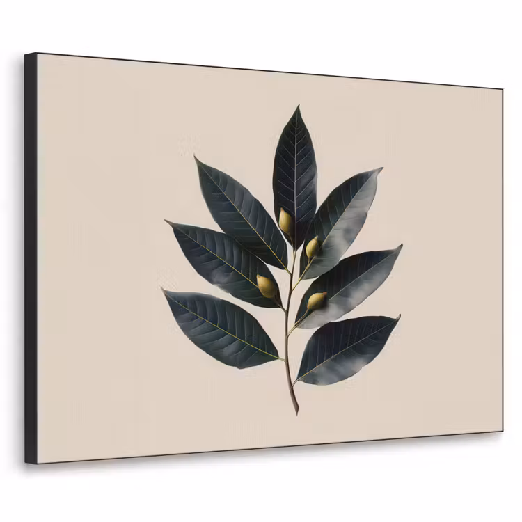 Laurierbladeren - Bloemknoppen - subtiel Textielframe - compleet frame klein -3d
