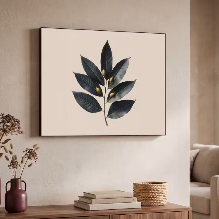 Laurierbladeren - Bloemknoppen - subtiel Textielframe - compleet frame klein -sfeer3