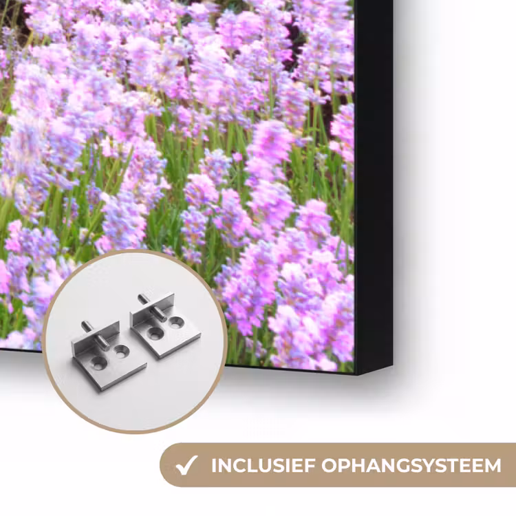Lavendel - Bloemen - Zonsondergang - Paars - Weide Textielframe zwart klein -USP_ophangsysteemNL