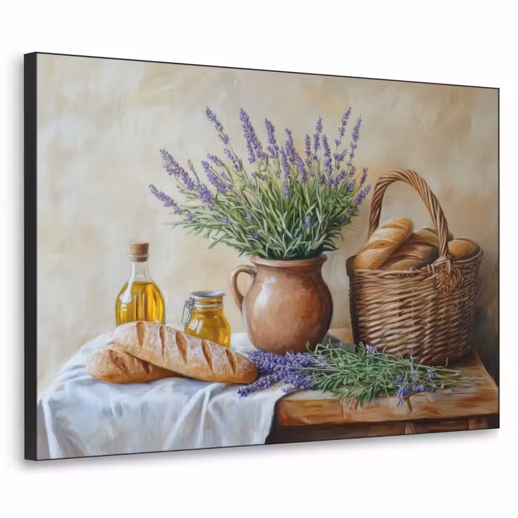 Lavendel - Brood - Stilleven Textielframe zwart klein -3d