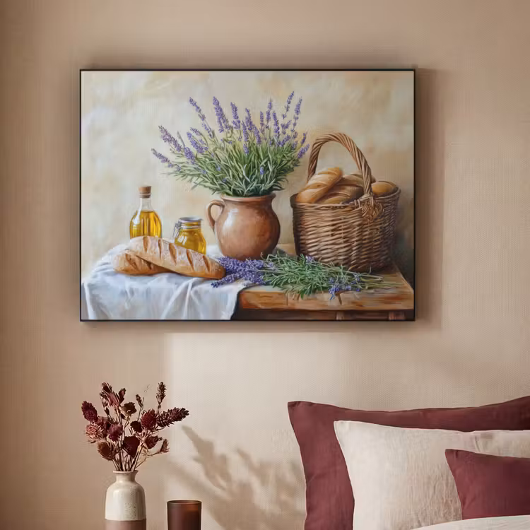 Lavendel - Brood - Stilleven Textielframe zwart klein -sfeer1
