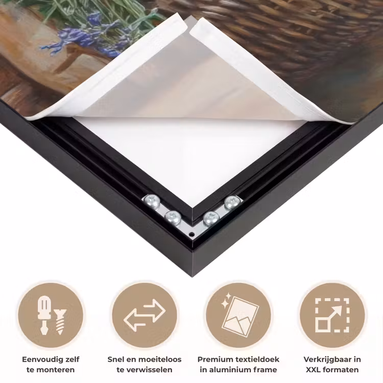 Lavendel - Brood - Stilleven Textielframe zwart klein -USP_closeupNL