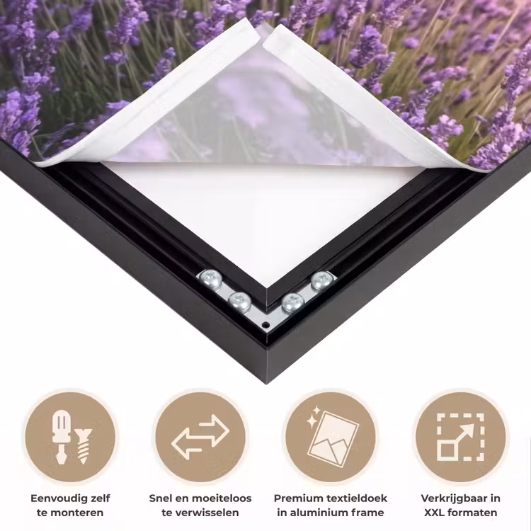 Lavendel - Veld - Natuur - Paars Textielframe zwart klein -USP_closeupNL