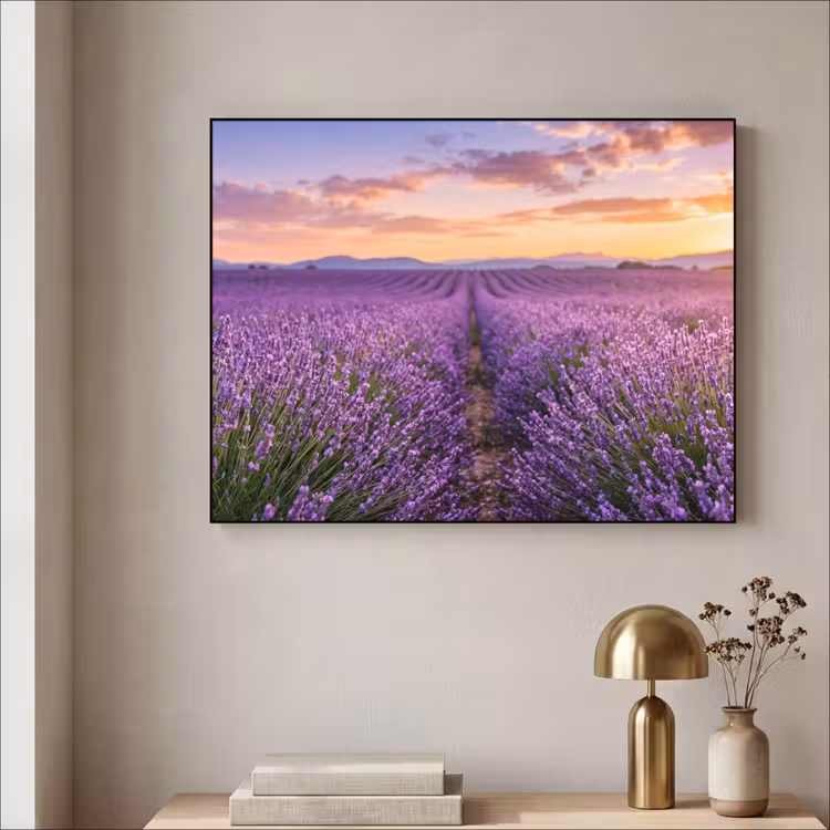 Lavendel - Veld - Natuur - Paars Textielframe zwart klein -sfeer2