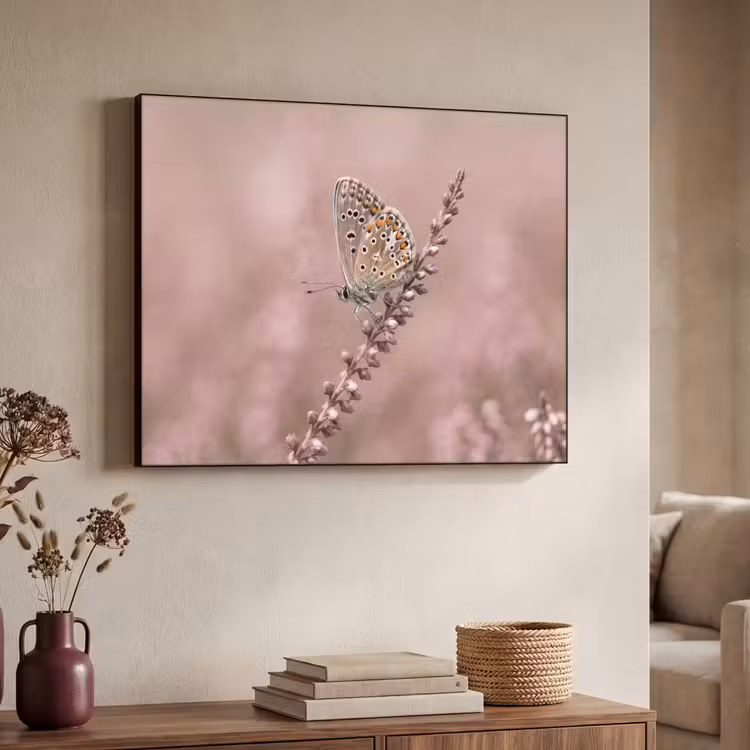 Lavendel - Vlinder - Paars Textielframe zwart klein -sfeer3
