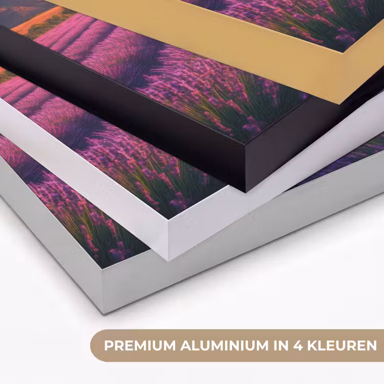 Lavendelveld - Quote - Zonsondergang Textielframe zwart klein -USP_kleurenNL