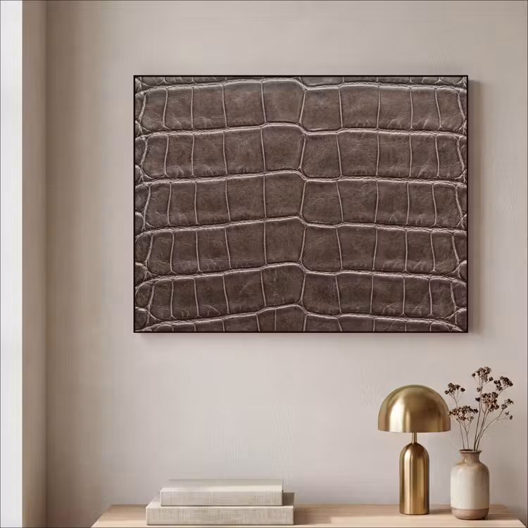 Leer - Krokodil - Mat Textielframe zwart klein -sfeer2