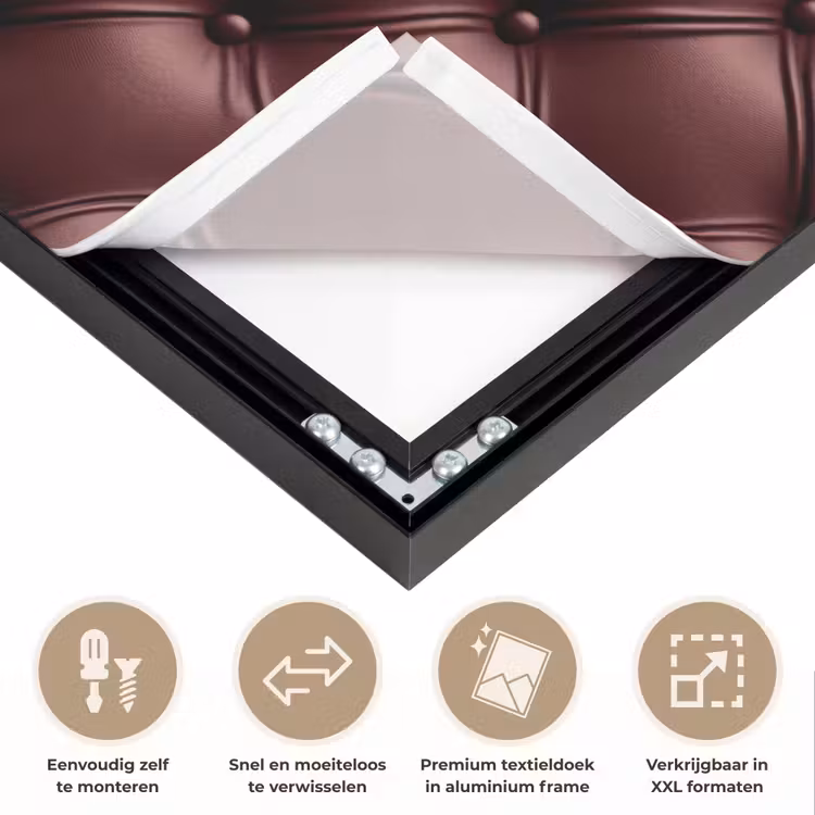 Leer - Patroon - Bordeaux Textielframe zwart klein 947 -USP_closeupNL