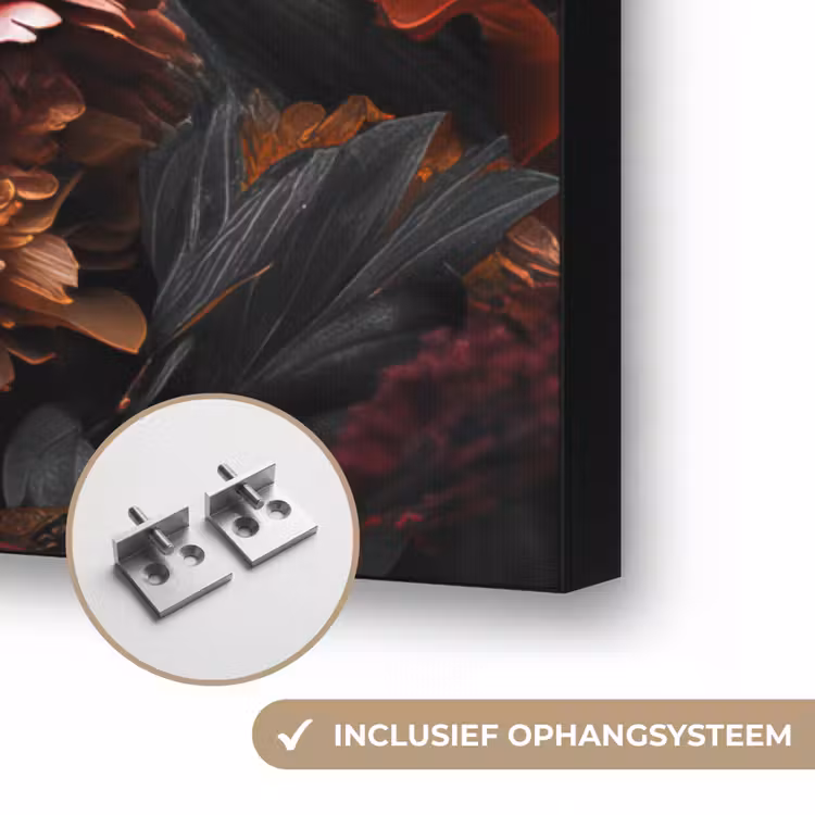 Leeuw - Dier - Natuur - Bloemen - Botanisch Textielframe zwart klein -USP_ophangsysteemNL