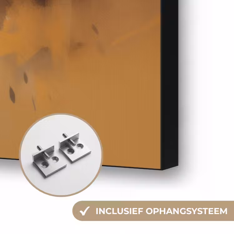 Leeuw - Geschilderd - Abstract - Goud Textielframe zwart klein -USP_ophangsysteemNL