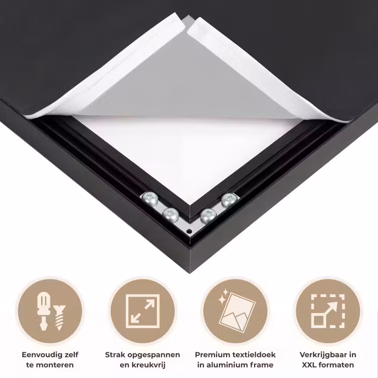 Leeuw - Gesplitst - Zwart - Lijn Textielframe zwart klein -USP_feed_closeupNL