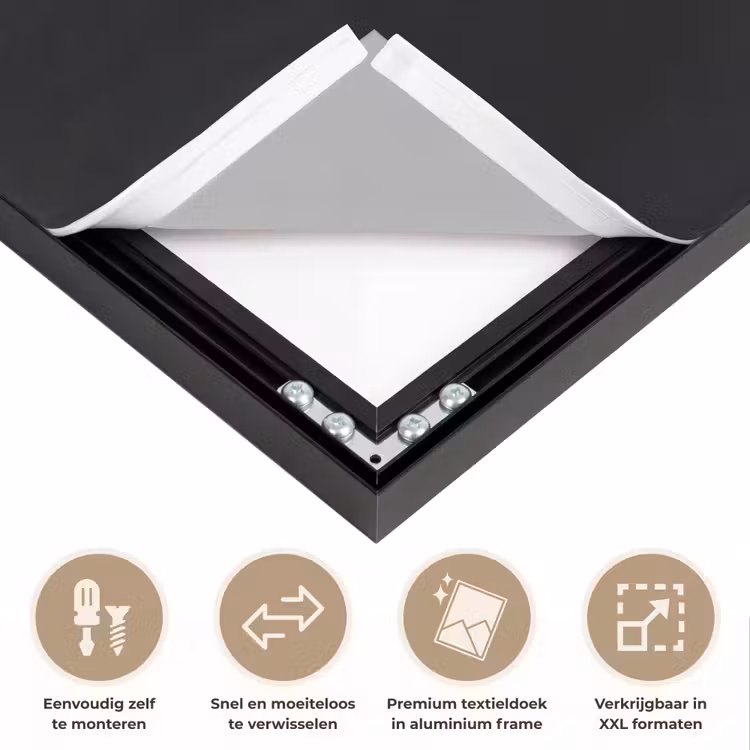 Leeuw - Gesplitst - Zwart - Lijn Textielframe zwart klein -USP_closeupNL