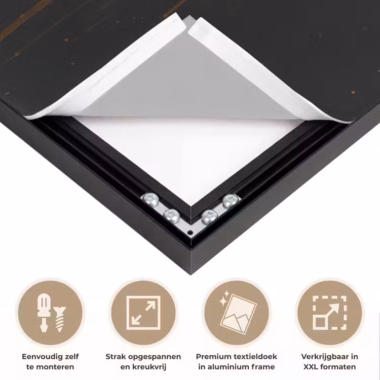 Leeuw - Goud - Druppels Textielframe zwart klein -USP_feed_closeupNL