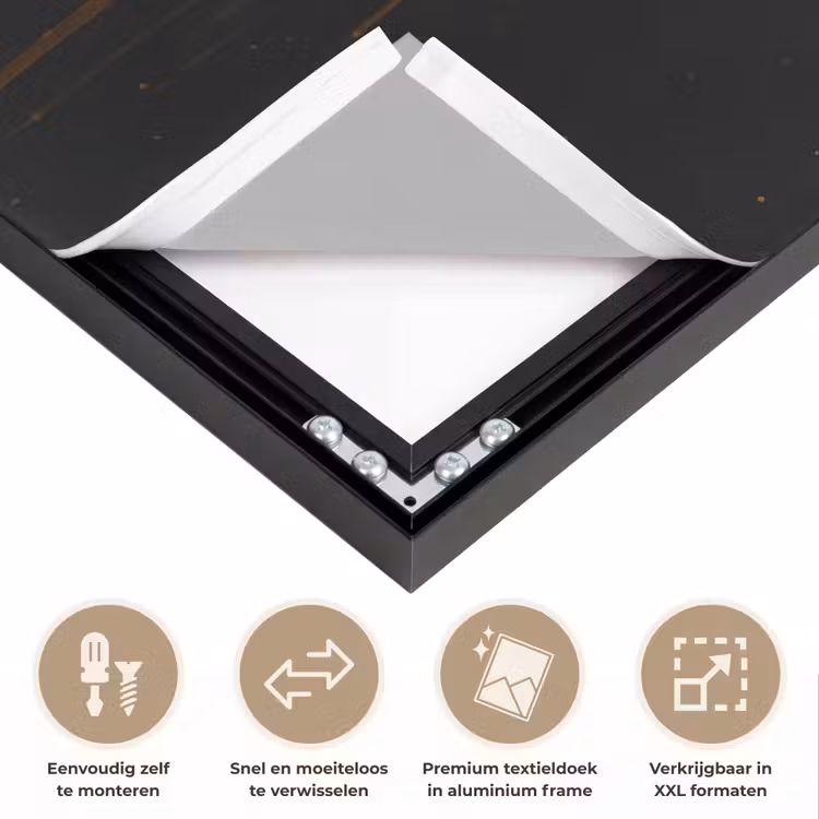 Leeuw - Goud - Druppels Textielframe zwart klein -USP_closeupNL
