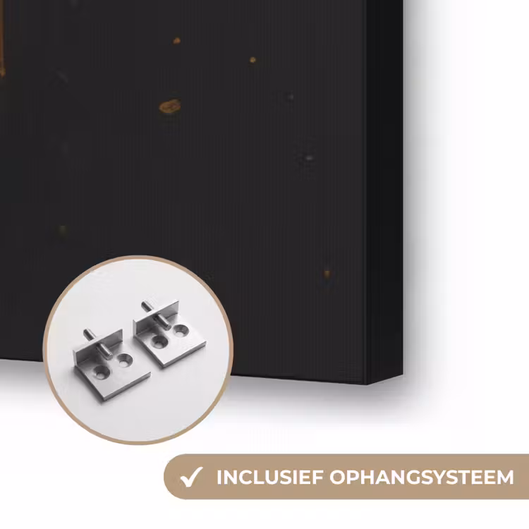 Leeuw - Goud - Druppels Textielframe zwart klein -USP_ophangsysteemNL