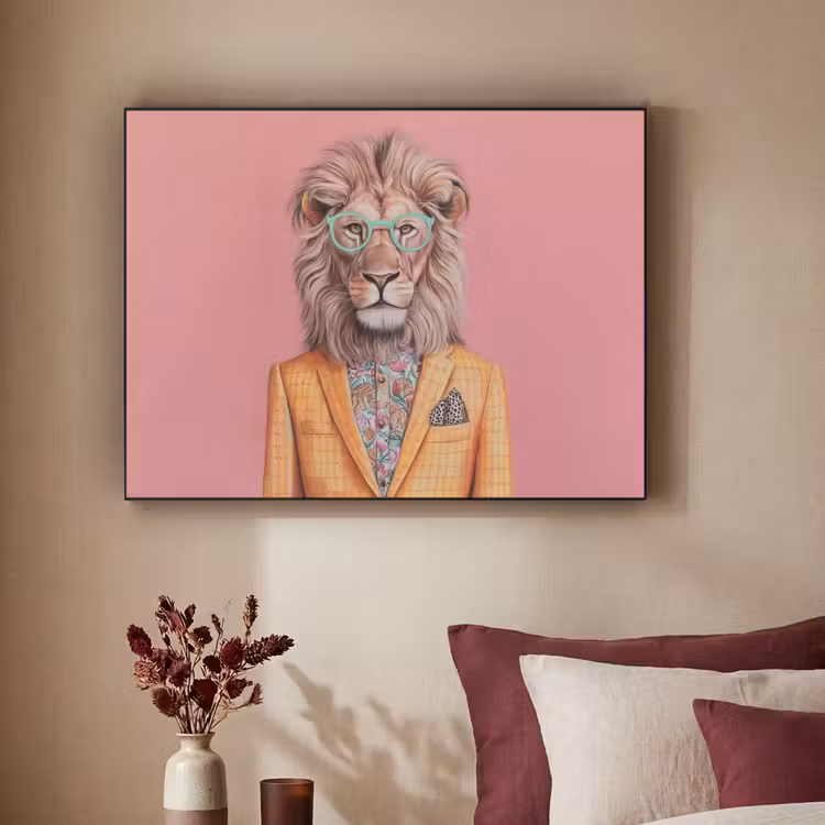 Leeuw - Pak - Geruit - Bril Textielframe - compleet frame klein -sfeer1