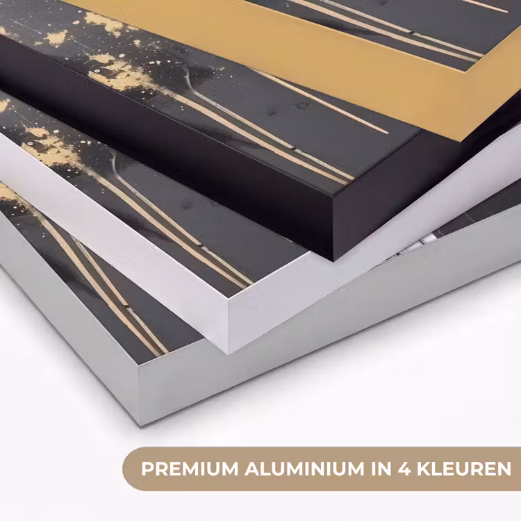 Leeuw - Portret - Verfspatten - Grijs Textielframe zwart klein -USP_kleurenNL