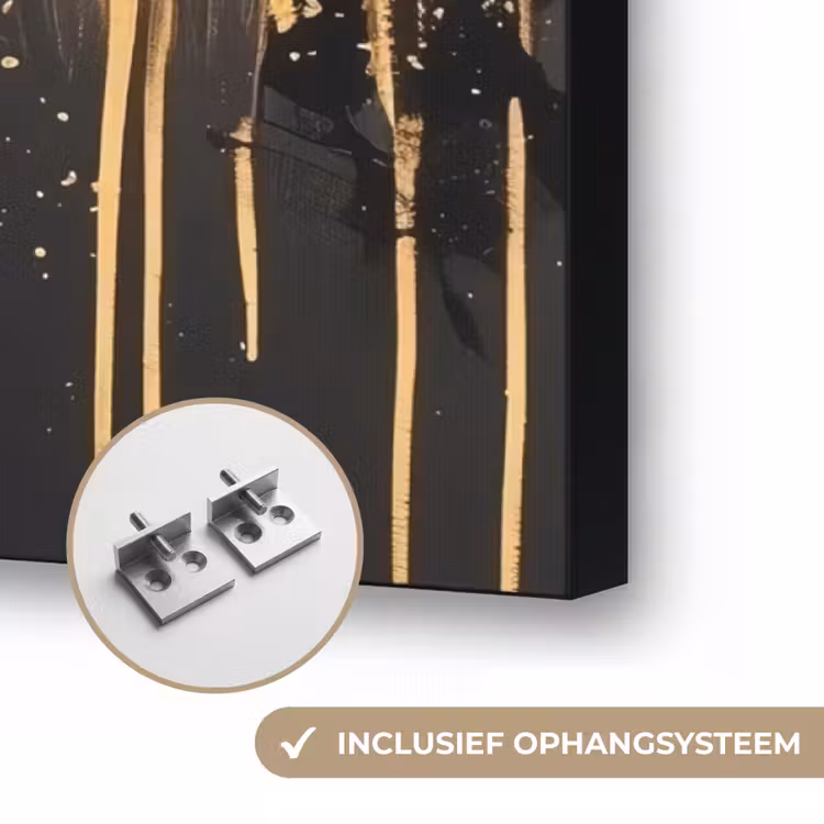 Leeuw - Portret - Verfspatten - Grijs Textielframe zwart klein -USP_ophangsysteemNL