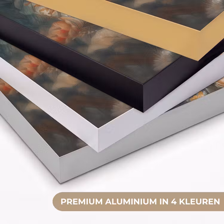 Leeuw - Wilde dieren - Planten - Natuur - Bloemen Textielframe zwart klein -USP_kleurenNL
