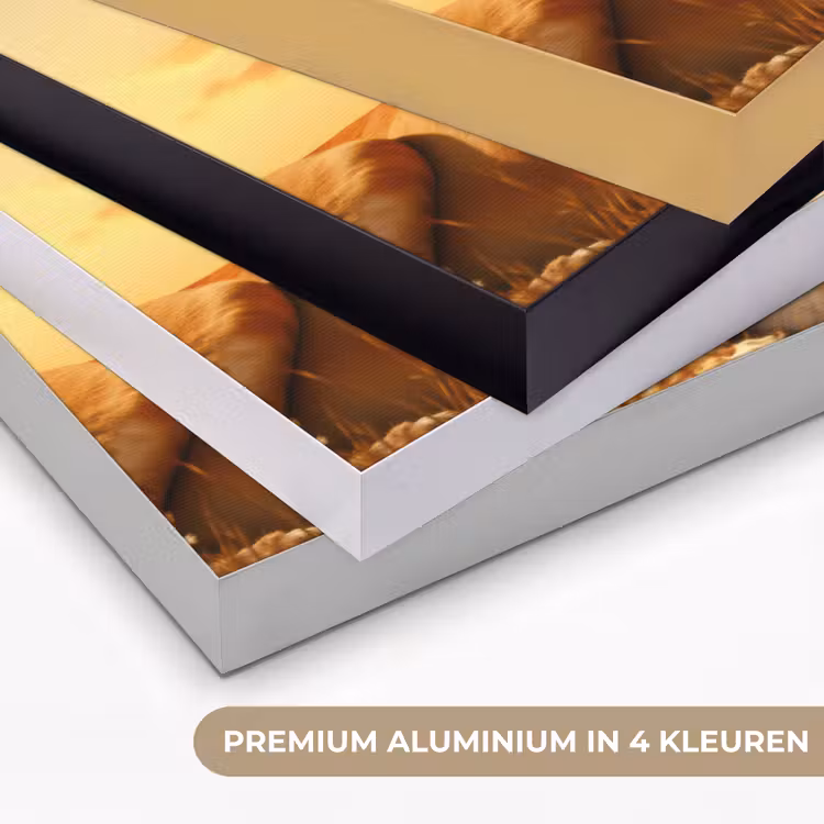 Leeuwen - Zonsondergang - Afrika - Savanne - Dieren Textielframe zwart klein -USP_kleurenNL