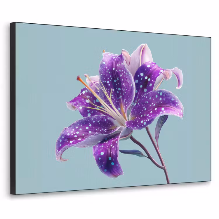 Lelie - Bloem - Paars - Stippen Textielframe - compleet frame klein -3d