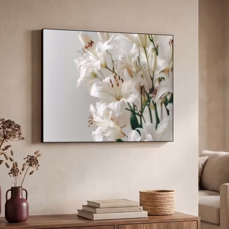 Lelies - Boekte - Wit - Meeldraden Textielframe - compleet frame klein -sfeer3