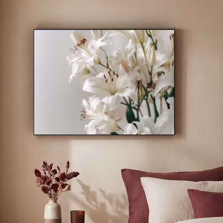 Lelies - Boekte - Wit - Meeldraden Textielframe - compleet frame klein -sfeer1