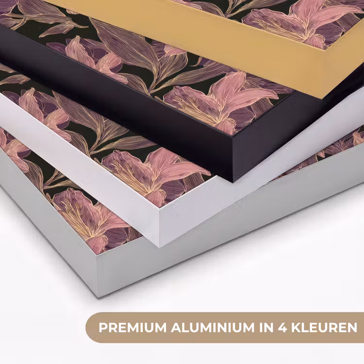 Lelies - Patroon - Paars - Goud Textielframe zwart klein 947 -USP_kleurenNL