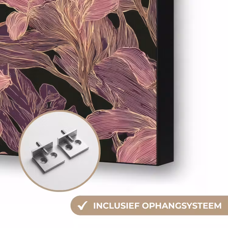 Lelies - Patroon - Paars - Goud Textielframe zwart klein 947 -USP_ophangsysteemNL