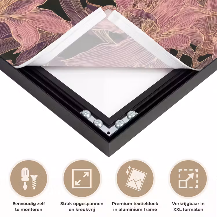 Lelies - Patroon - Paars - Goud Textielframe zwart klein 947 -USP_feed_closeupNL